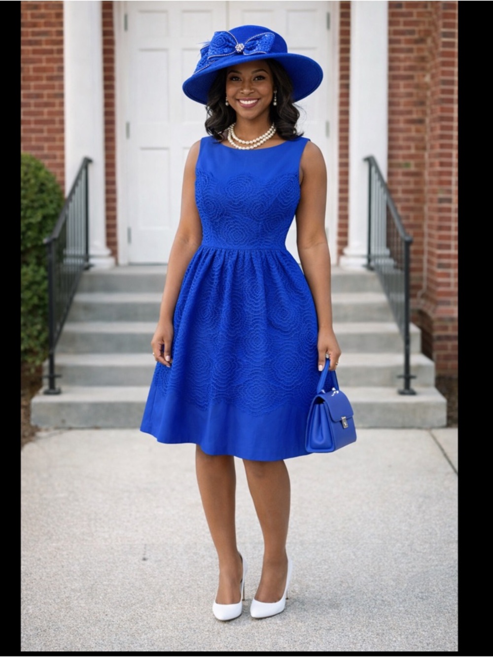 ANTONIO MELANI Blue Sleeveless Fit-and-Flare Midi Dress